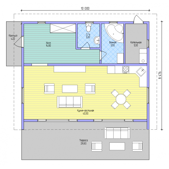 Проект одноэтажного дома из СИП панелей «Саргас»